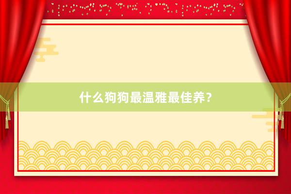 什么狗狗最温雅最佳养？